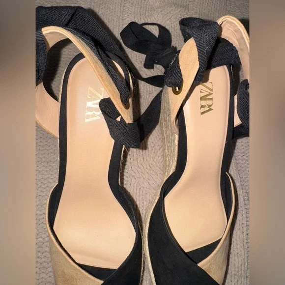 Zara Two-Tone Espadrille Wedges - Picture 6 of 8